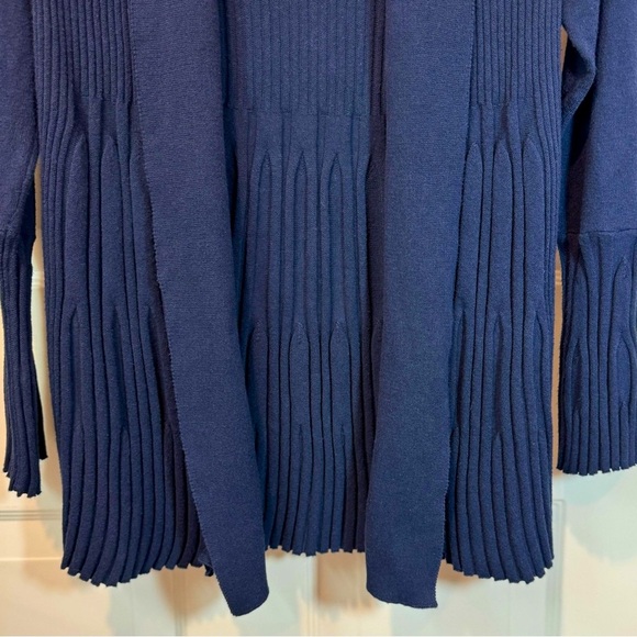 Style & Co Open Front Cardigan Sweater Sz SP Cotton Poly Bell Cuff Navy Blue - Picture 5 of 15